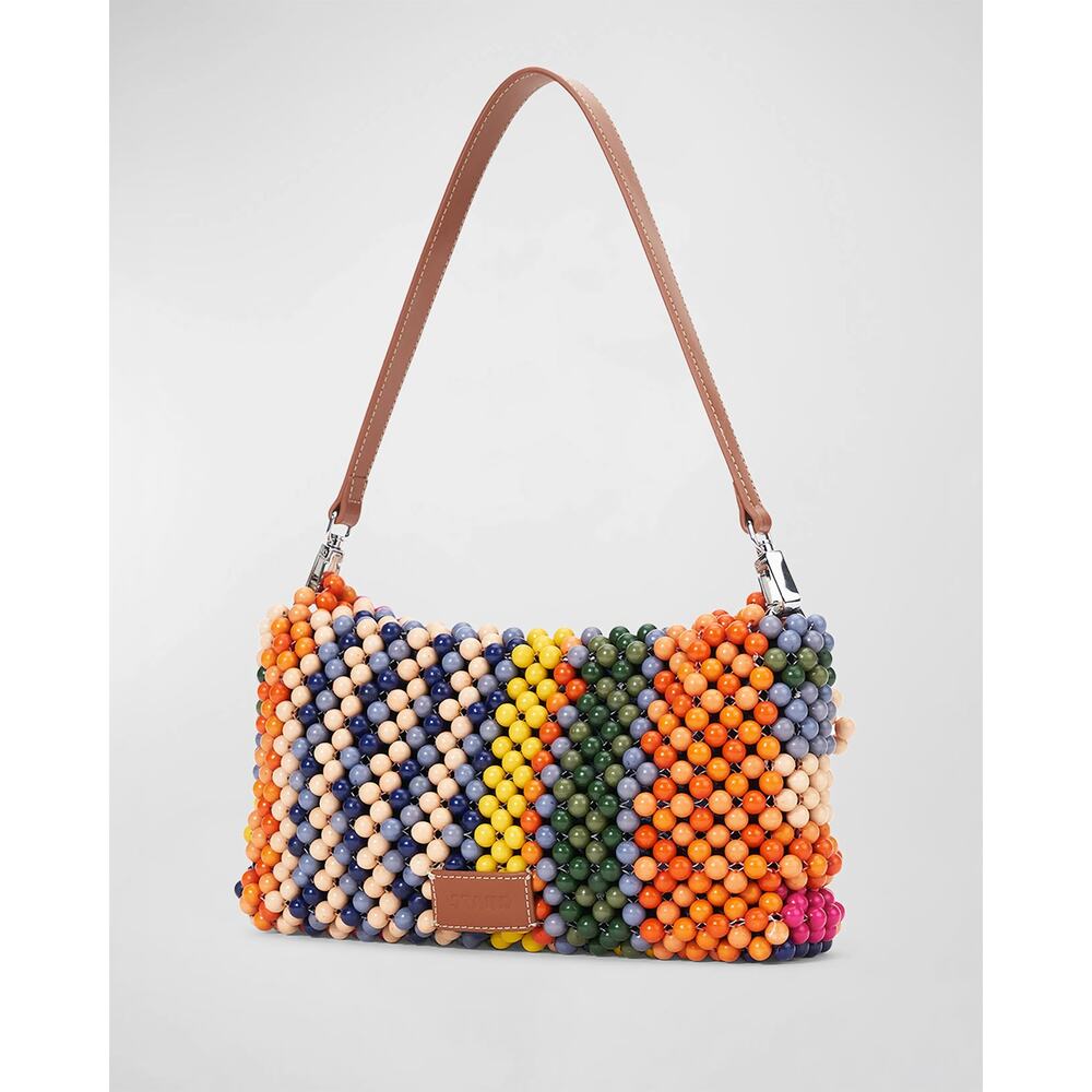 STAUD Multicolor Beaded Shoulder Bag — Pink, Orange, Yellow, Blue, Green, Cream. - Picture 2 of 16
